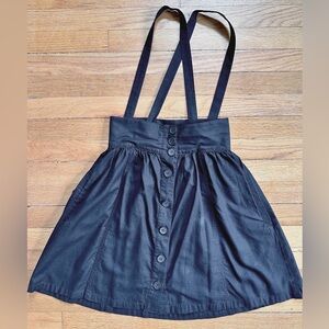 Black Button-Front Suspender Skirt high waisted modcloth detachable straps xs